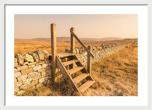 Old Wooden Stile Steps Over Wall