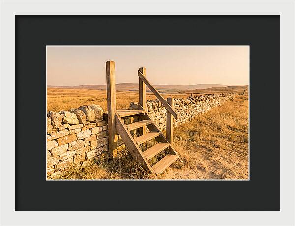 Old Wooden Stile Steps Over Wall