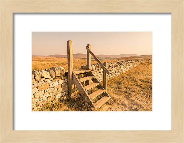 Old Wooden Stile Steps Over Wall