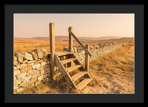 Old Wooden Stile Steps Over Wall