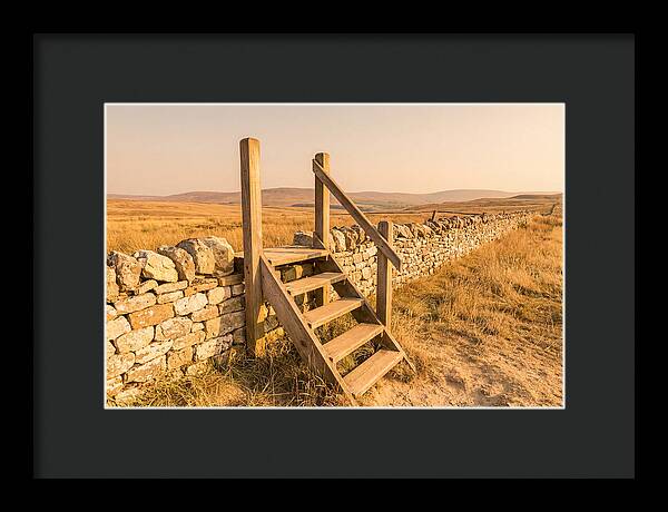Old Wooden Stile Steps Over Wall