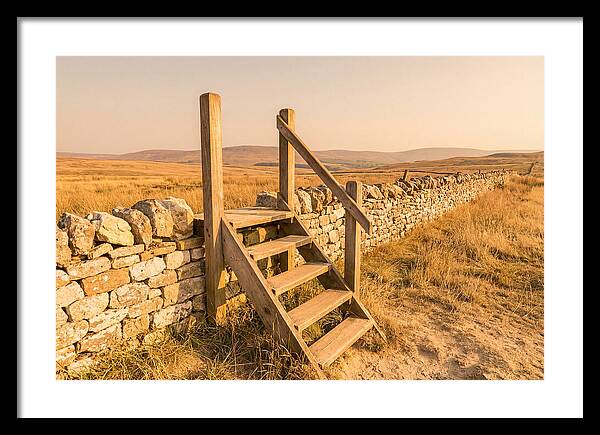 Old Wooden Stile Steps Over Wall