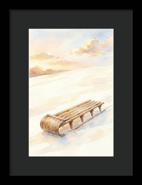 Old Wooden Toboggan On Snowy Hill