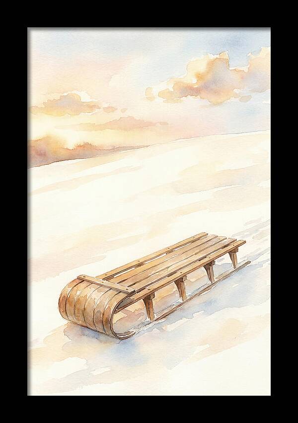 Old Wooden Toboggan On Snowy Hill