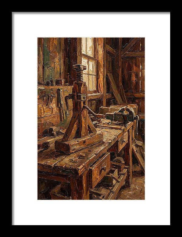 Old Wooden Wagon Jack In Barn