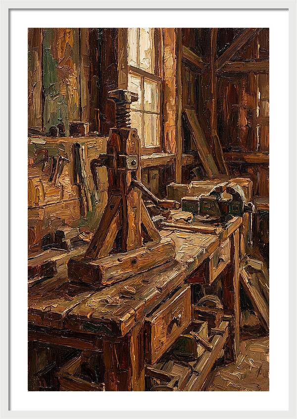 Old Wooden Wagon Jack In Barn