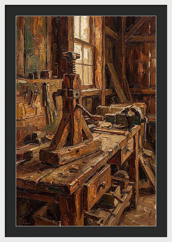 Old Wooden Wagon Jack In Barn
