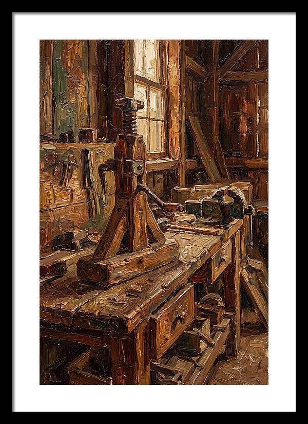 Old Wooden Wagon Jack In Barn