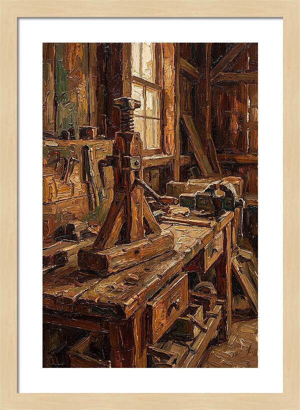 Old Wooden Wagon Jack In Barn