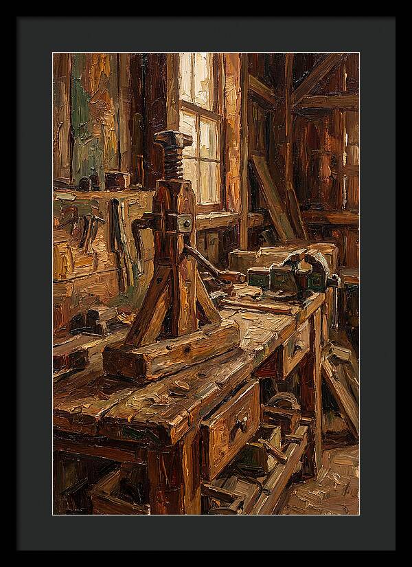Old Wooden Wagon Jack In Barn
