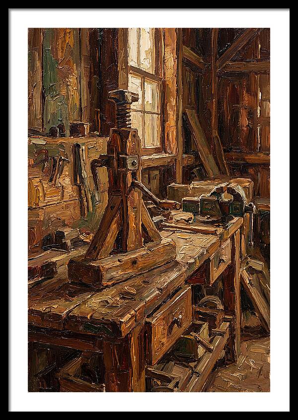 Old Wooden Wagon Jack In Barn