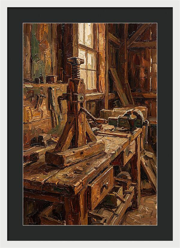 Old Wooden Wagon Jack In Barn