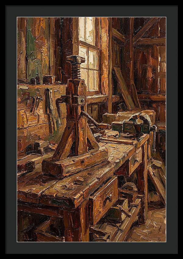 Old Wooden Wagon Jack In Barn