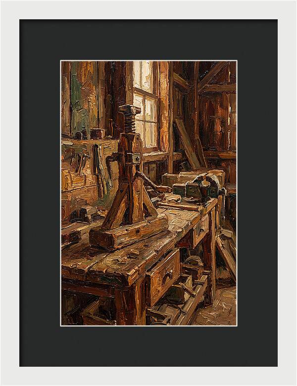Old Wooden Wagon Jack In Barn