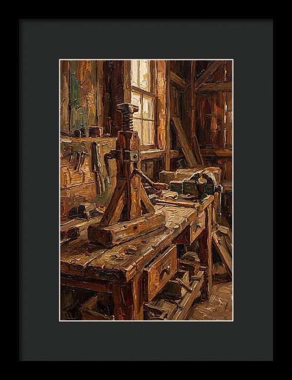Old Wooden Wagon Jack In Barn