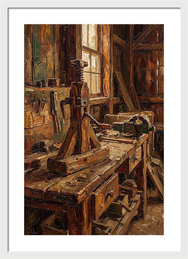 Old Wooden Wagon Jack In Barn