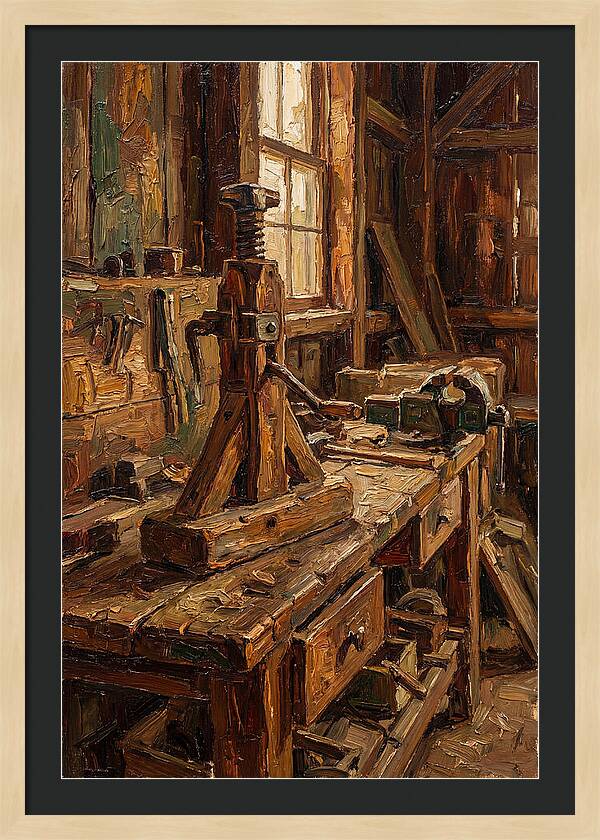 Old Wooden Wagon Jack In Barn