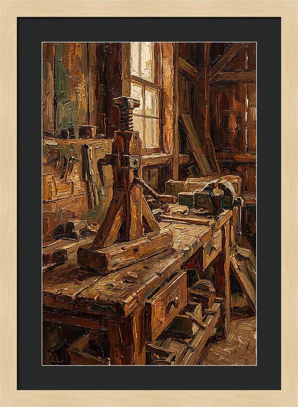 Old Wooden Wagon Jack In Barn