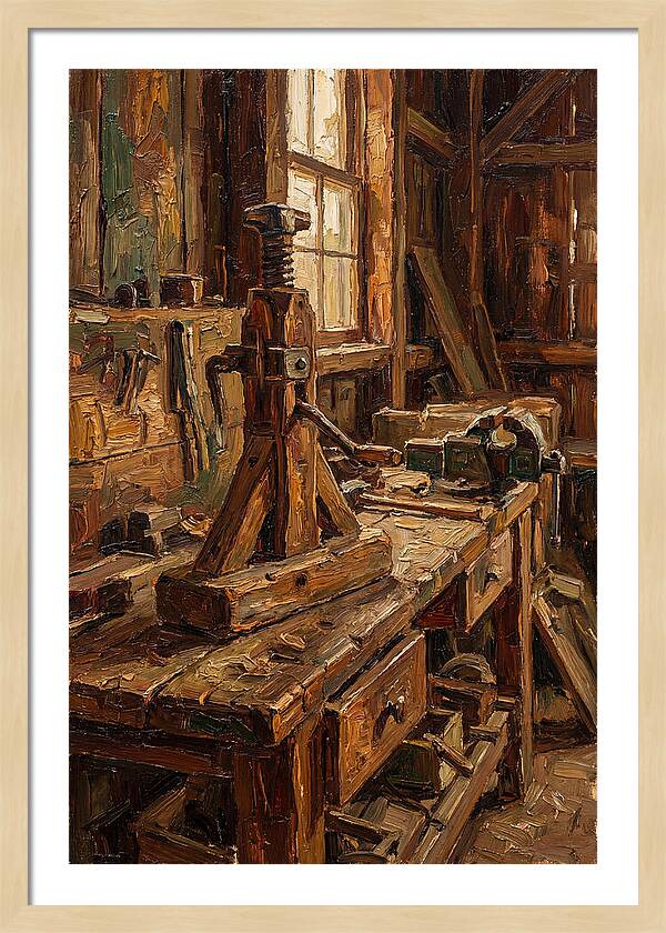 Old Wooden Wagon Jack In Barn