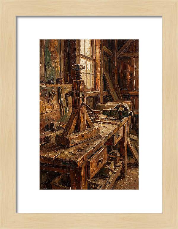 Old Wooden Wagon Jack In Barn