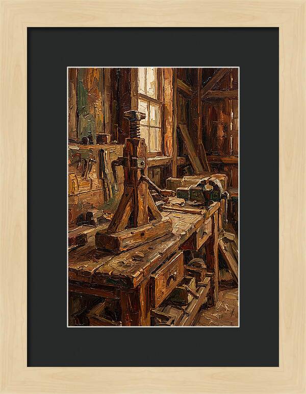 Old Wooden Wagon Jack In Barn