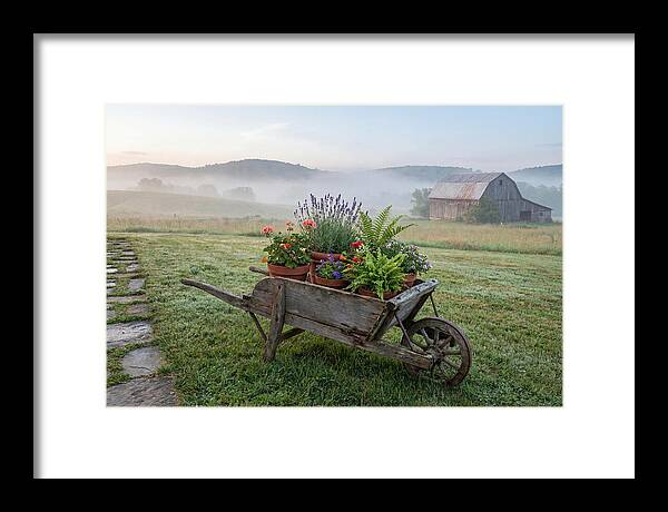 Old Wooden Wheelbarrow With Flowers