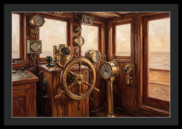 Old Wooden Wheelhouse Interior