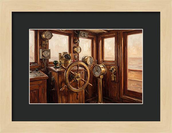 Old Wooden Wheelhouse Interior