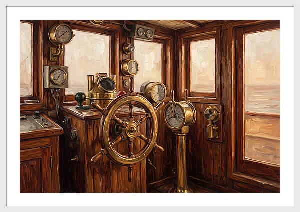 Old Wooden Wheelhouse Interior