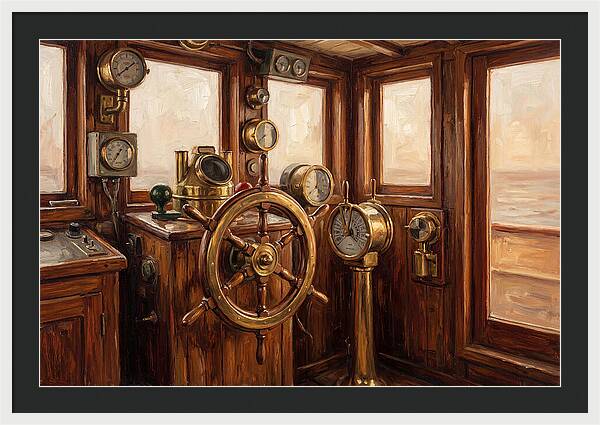 Old Wooden Wheelhouse Interior
