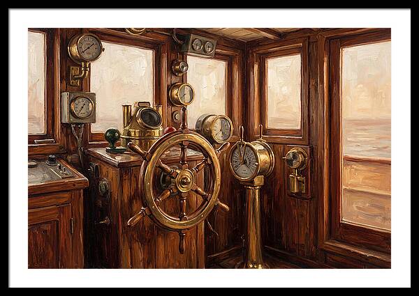 Old Wooden Wheelhouse Interior