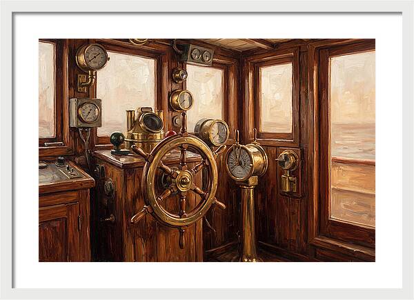 Old Wooden Wheelhouse Interior