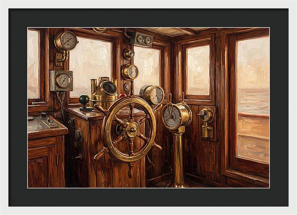 Old Wooden Wheelhouse Interior