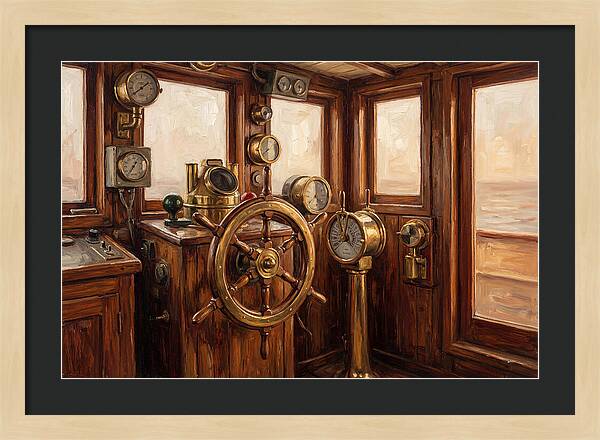 Old Wooden Wheelhouse Interior