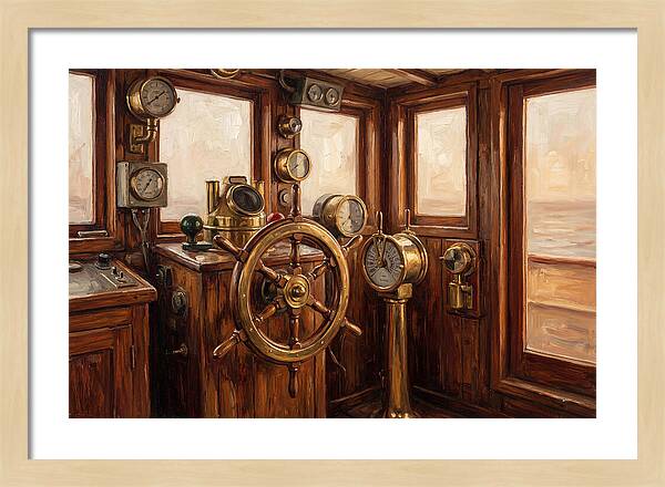Old Wooden Wheelhouse Interior