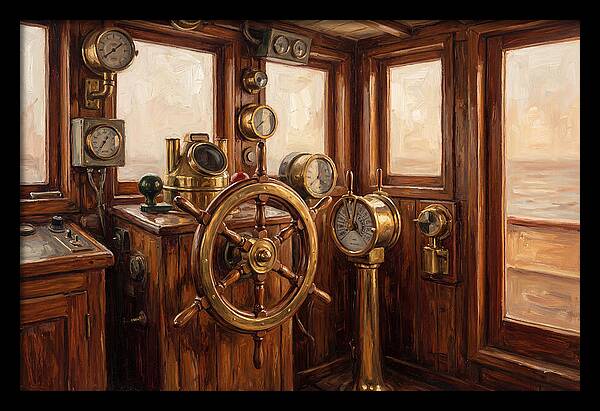 Old Wooden Wheelhouse Interior