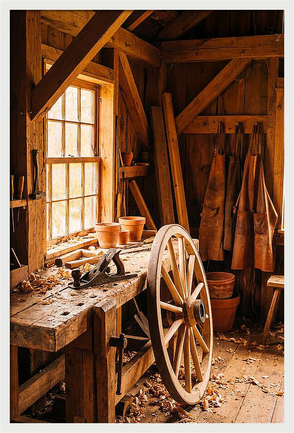Old Wooden Wheelwright Workshop