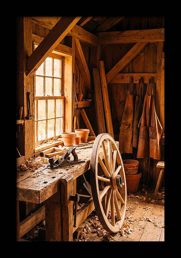 Old Wooden Wheelwright Workshop