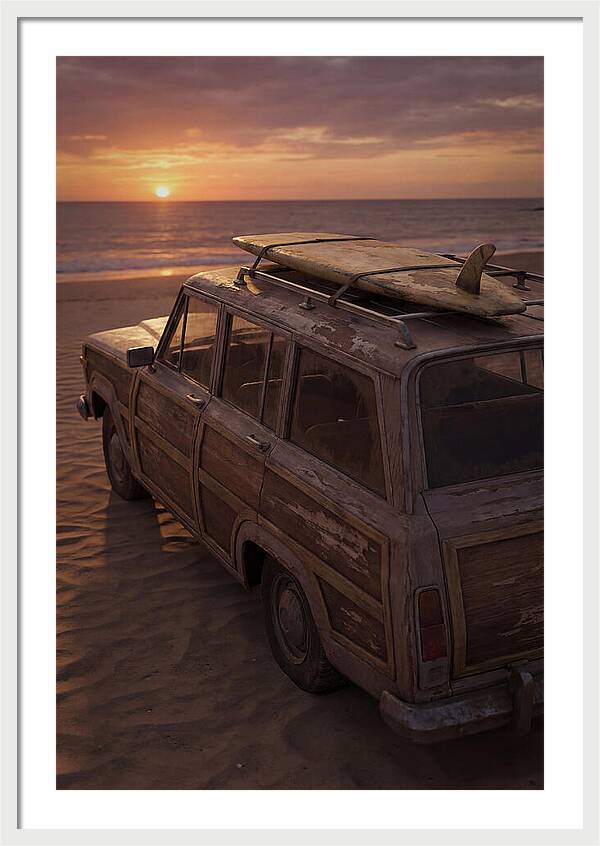 Old Woody Wagon At Sunset
