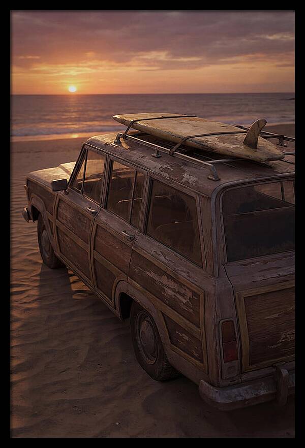 Old Woody Wagon At Sunset