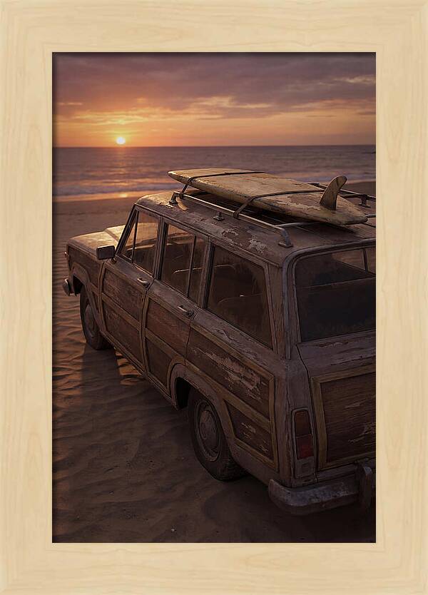 Old Woody Wagon At Sunset