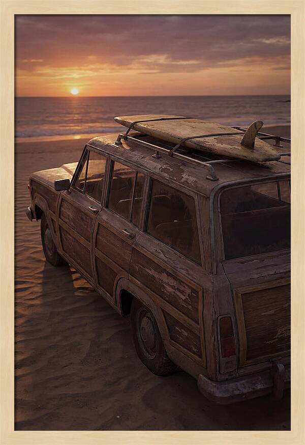 Old Woody Wagon At Sunset