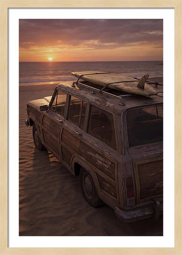 Old Woody Wagon At Sunset
