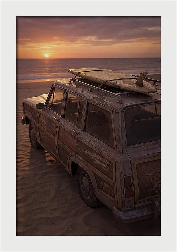 Old Woody Wagon At Sunset