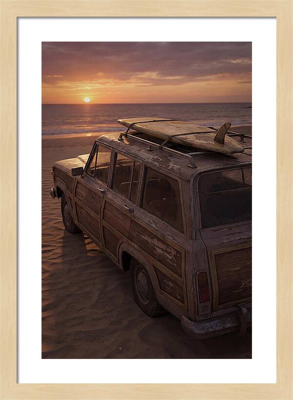 Old Woody Wagon At Sunset