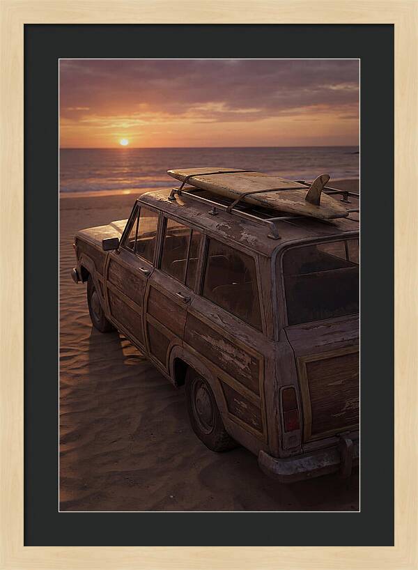 Old Woody Wagon At Sunset