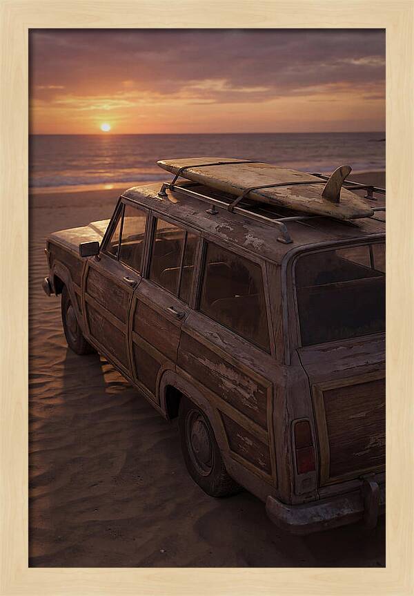 Old Woody Wagon At Sunset