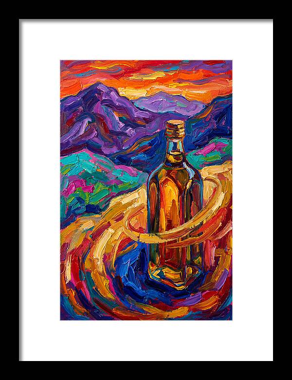 Olive Oil Bottle In Vibrant Landscape
