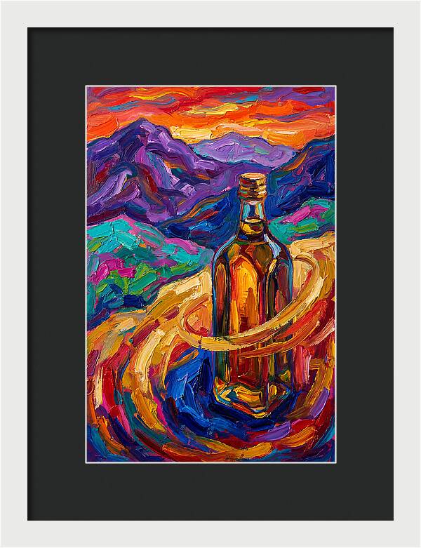 Olive Oil Bottle In Vibrant Landscape
