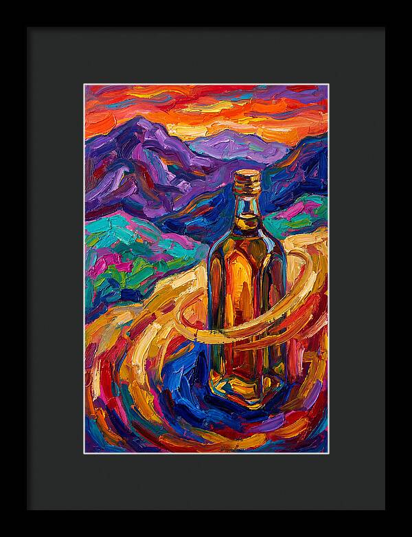 Olive Oil Bottle In Vibrant Landscape